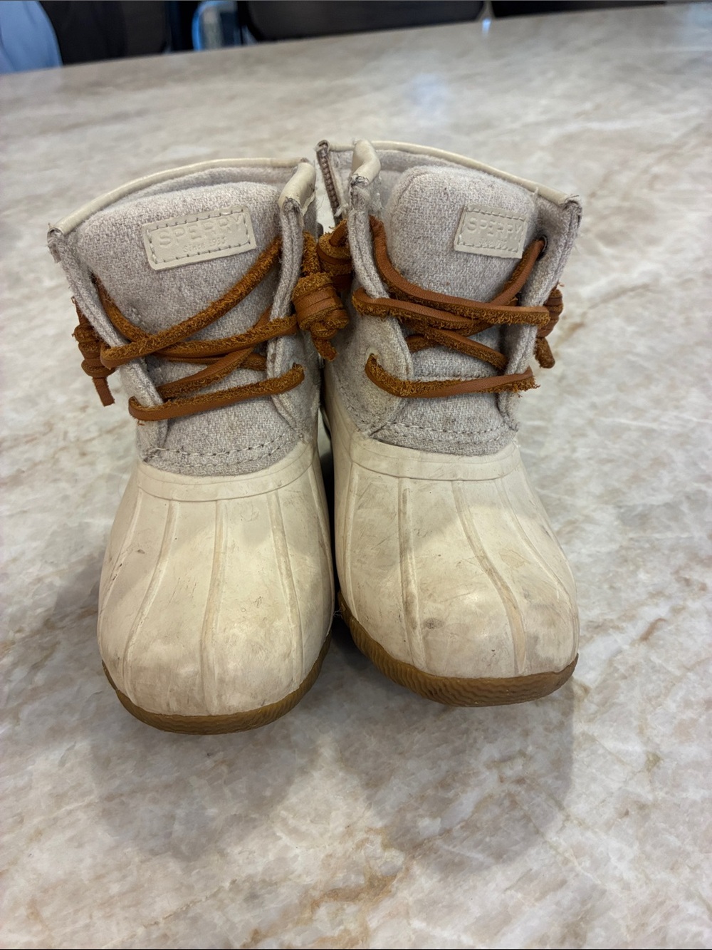 Sperry Kids Cream and Brown Waterproof Snow Boots